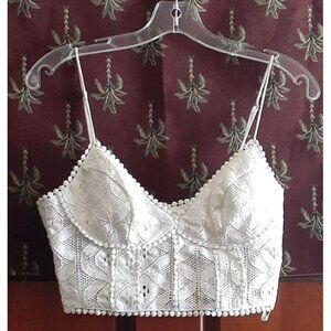 Musette Boho Lace Crop Top Summer Solstice Festival Metal Zipper Closure S